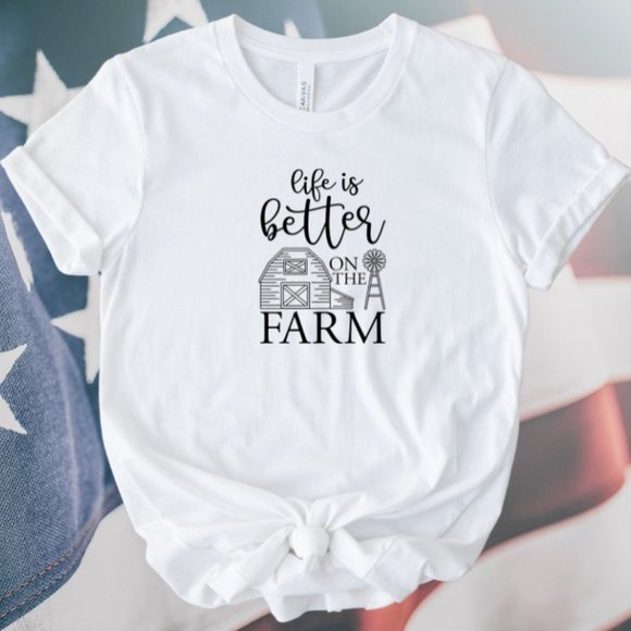 Life Is Better On The Farm. Trendy Graphic Farm T-Shirt - Picture 1 of 2